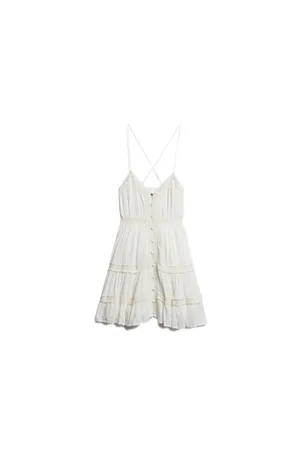 Superdry Alana Lace Trim Cami Dress - Off - UK 8