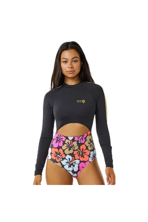 Rip Curl Hibiscus Heat Splice Long Sleeve One Piece Swimsuit - - XS