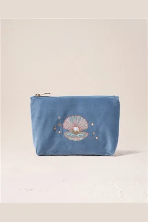 ELIZABETH SCARLETT Pearl Shell Velvet Mini Pouch - Dusky - One Size