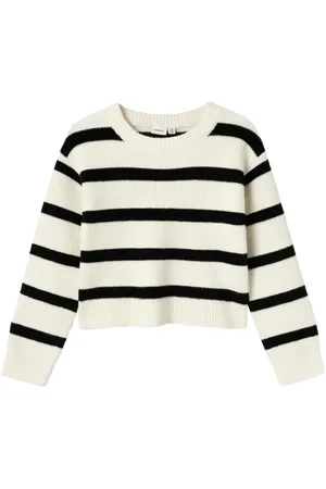 NAME IT Girls Nilla Short Knit Jumper in Jet Stream