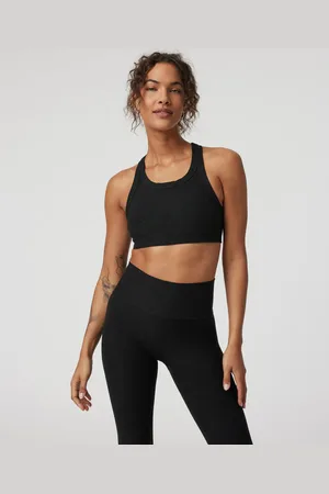 vuori Elevation Racer Bra in Black Heather