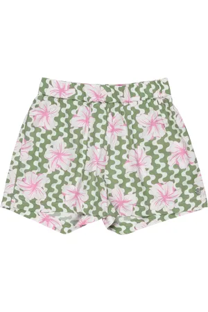Roxy Girls Blue Ocean Floor Shorts in Basil Party Waves