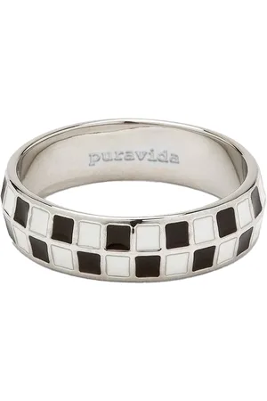 Pura Vida Checkerboard Ring in Black & White