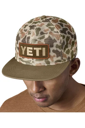 Yeti Woven Flat Brim Snapback Cap in Brown
