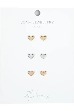 Joma Jewellery Florence Heart Stud Earrings in Silver & Gold