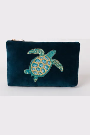 ELIZABETH SCARLETT Turtle Mini Pouch in Marine Navy
