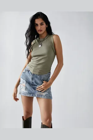 Free People Solid Rib Bambi Vest in Army