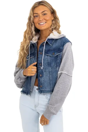 Free People Throwback Denim Jacket in Deep Sea