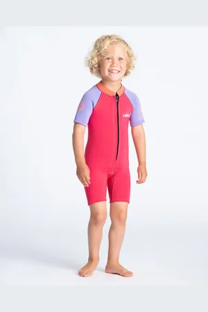 C-Skins Girls C-Kid Baby Shorty Wetsuit in Coral, Lilac & Bright Coral