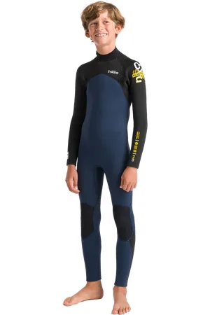 C-Skins Boys NuWave Legend 4/3mm Back Zip Wetsuit in Bluestone, Black & Multi