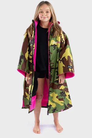 Dryrobe Kids Advance Short Sleeved in Camo & Pink