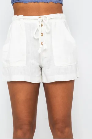 Free People Westmoreland Linen Shorts in Ivory