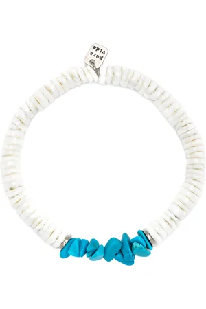 Pura Vida Puka Shell Turquoise Stretch Bracelet in White
