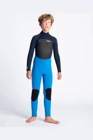 C-Skins Boys Legend 5/4mm Back Zip Wetsuit in Cyan, Slate & Multi