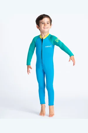 C-Skins Boys C-Kid Baby Wetsuit in Cyan, Green & Aurora Yellow