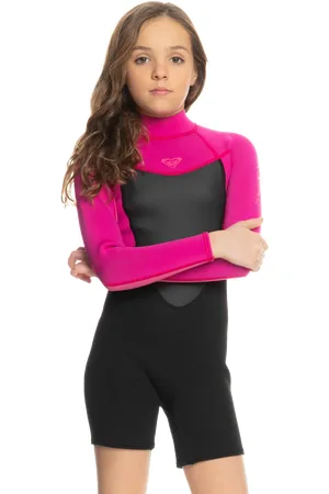 Roxy Girls Prologue 2/2mm Back Zip Shorty Wetsuit in Festival Fuchsia