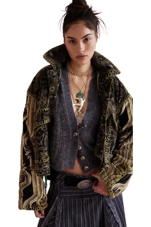 Free People Giving Joy Jacket in Emerald Combo