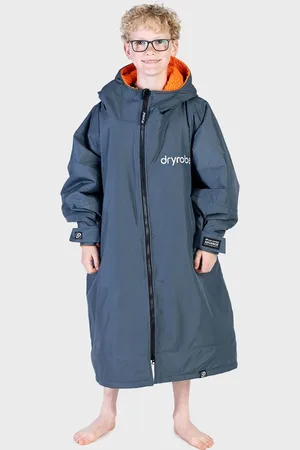 Dryrobe Kids Advance Long Sleeved in Charcoal Grey & Orange
