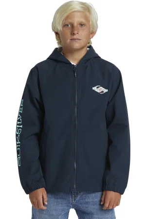 Quiksilver Boys Rain Cloud Hooded Coach Jacket in Dark Navy