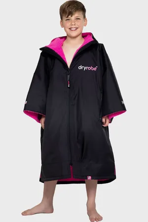Dryrobe Kids Advance Short Sleeved in Black & Pink