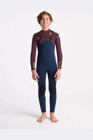 C-Skins Boys NuWave Session 5/4/3mm Chest Zip Wetsuit in Bluestone, Rust X & Cool Green