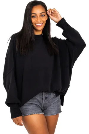 Free People Easy Street Sweatshirt in Black