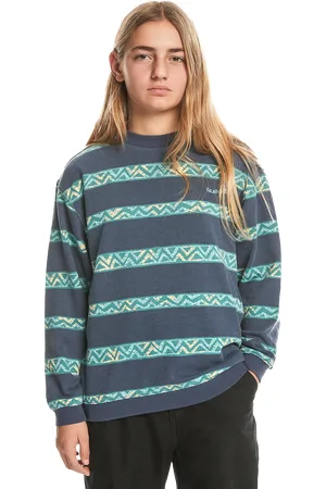 Quiksilver Boys Take Us Back Sweatshirt in Crown Blue & Heritage Stripe