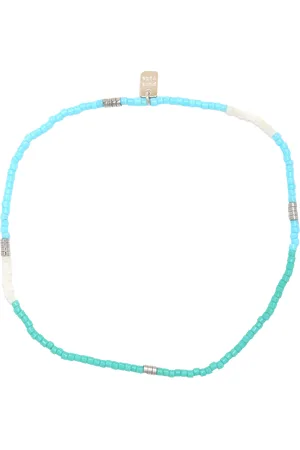 Pura Vida Mixed Seed Bead Silver Stretch Anklet in Seafoam Dream