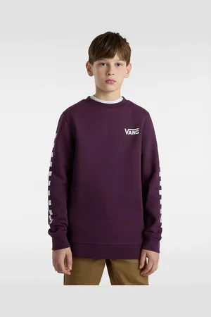 Vans Boys Exposition Check Sweatshirt in Blackberry Wine