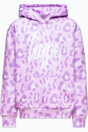 Hype Girls Tone On Tone Leopard Hoodie in Pink