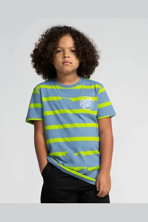 Santa Cruz Boys Shark Bite Stripe T-Shirt in Dusty Blue
