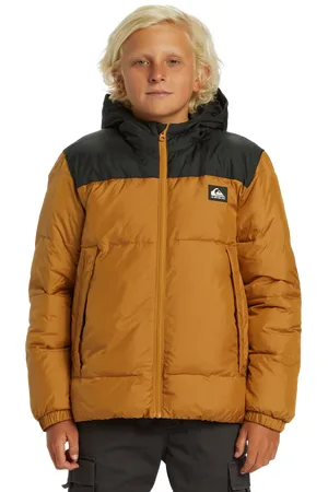 Quiksilver Boys Cold Days Puffer Jacket in Bone Brown