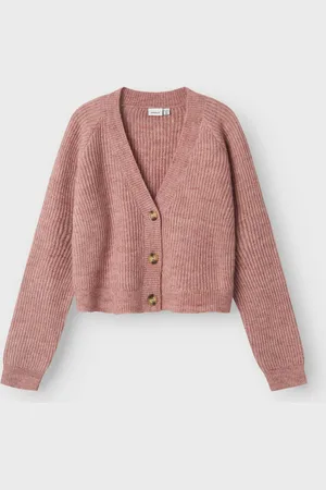 NAME IT Girls Holly Boxy Short Knit Cardigan in Deauville Mauve