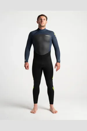 C-Skins Mens Legend 4/3mm Back Zip Wetsuit in Black, Bluestone & Lime