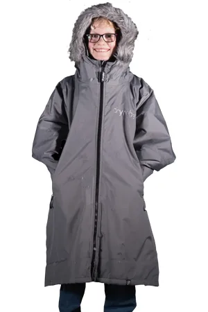 Dryrobe Kids Advance Long Sleeved Snow in Alpine Charcoal Black