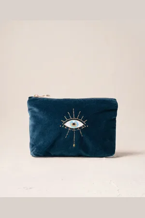ELIZABETH SCARLETT Mystical Eye Mini Pouch in Ink Blue