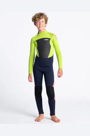 C-Skins Boys Legend 4/3mm Back Zip Wetsuit in Ink Blue, Lime & Flo Red