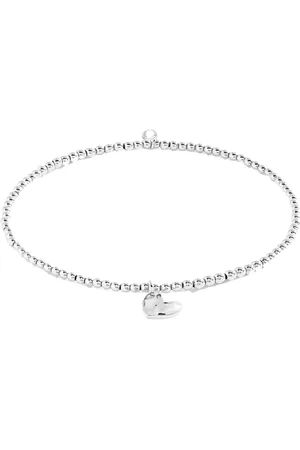 Joma Jewellery Hammered Heart Anklet in Silver