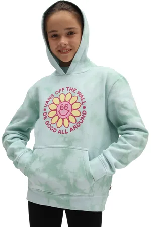 Vans Girls Good All Round Hoodie in Green Ash Latte Wash