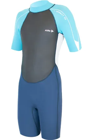 Alder Girls Impact 3/2mm Shorty Wetsuit in Cyan
