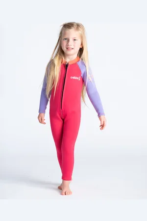C-Skins Girls C-Kid Baby Wetsuit in Coral, Lilac & Bright Coral