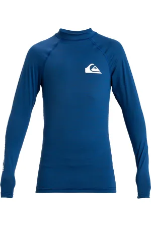 Quiksilver Boys Everyday Long Sleeved Rash Vest in Monaco Blue Heather