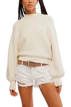 Free People Riley Sweatshirt in Optic White