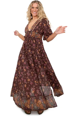 Free People Lysette Maxi Dress in Chocolate Combo