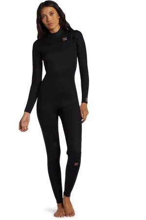 Billabong Womens Foil 4/3mm Chest Zip Wetsuit in Black
