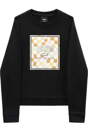 Vans Girls Wavy Check Box Logo Sweatshirt in Black