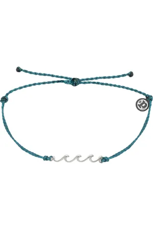 Pura Vida Delicate Wave Silver Bracelet in Mediterranean Green