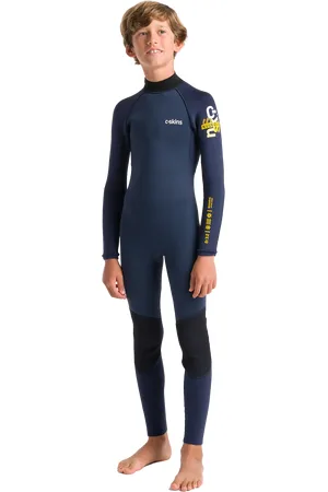 C-Skins Boys NuWave Element 3/2mm Back Zip Wetsuit in Bluestone, Slate & Multi