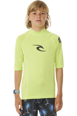 Rip Curl Boys Brand Wave UPF Rash Vest in Lime