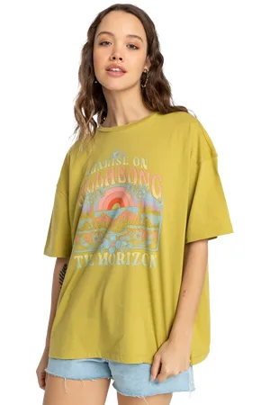 Billabong Sunrise On The Horizon T-Shirt in Green Envy